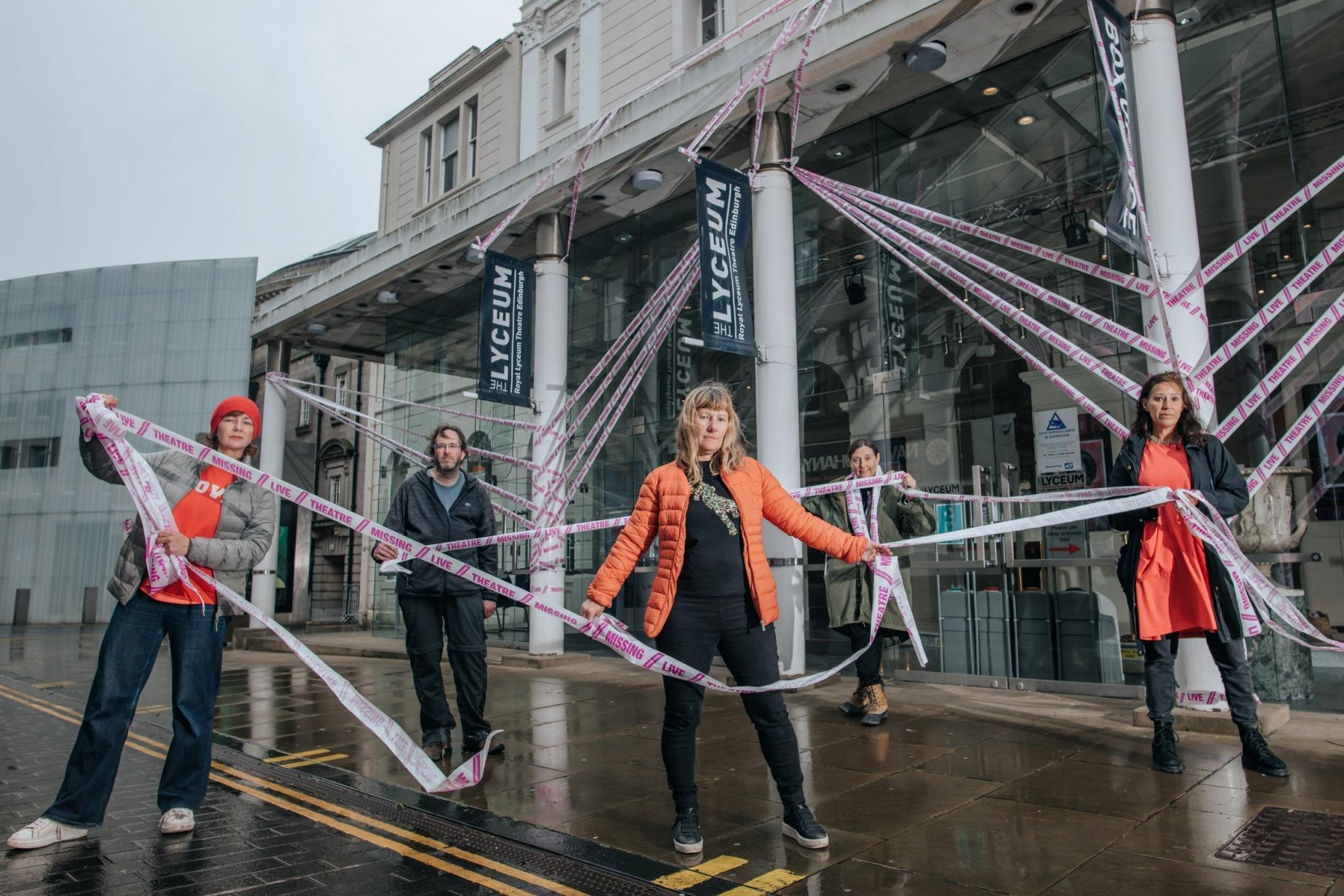 Theatre News Scene Change Project Wraps Empty Theatres In Pink Tape