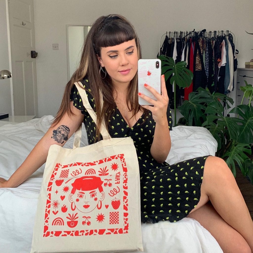 Eva Malley with her canvas tote bag