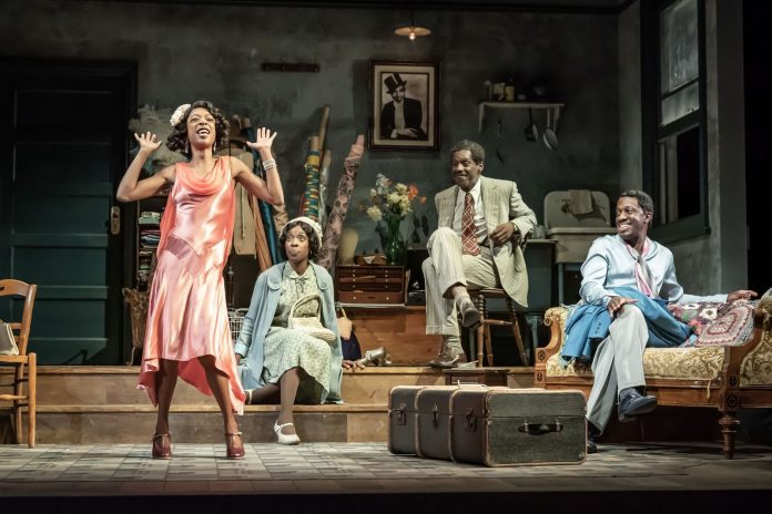 The cast of Blues for an Alabama Sky, feat. Samira Wiley downstage centre