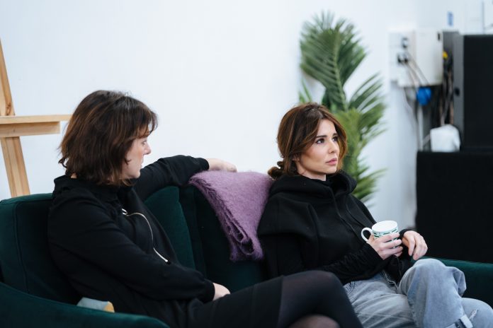 cheryl and louise ford in rehearsal for 2:22 a ghost story