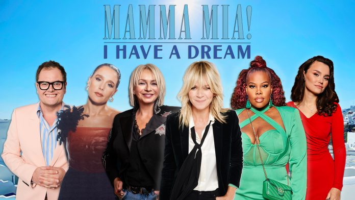 The host and judges for Mamma Mia I Have A Dream