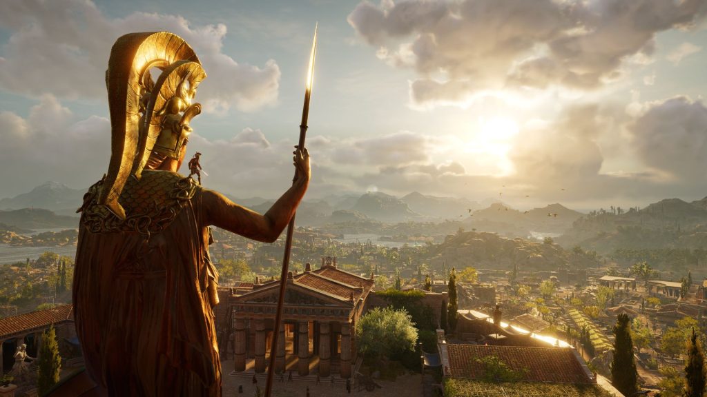 An assassin overlooking Ancient Greece in Assassin's Creed Odyssey